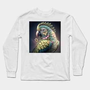 A Fractal Design in A Parrot Motif Long Sleeve T-Shirt